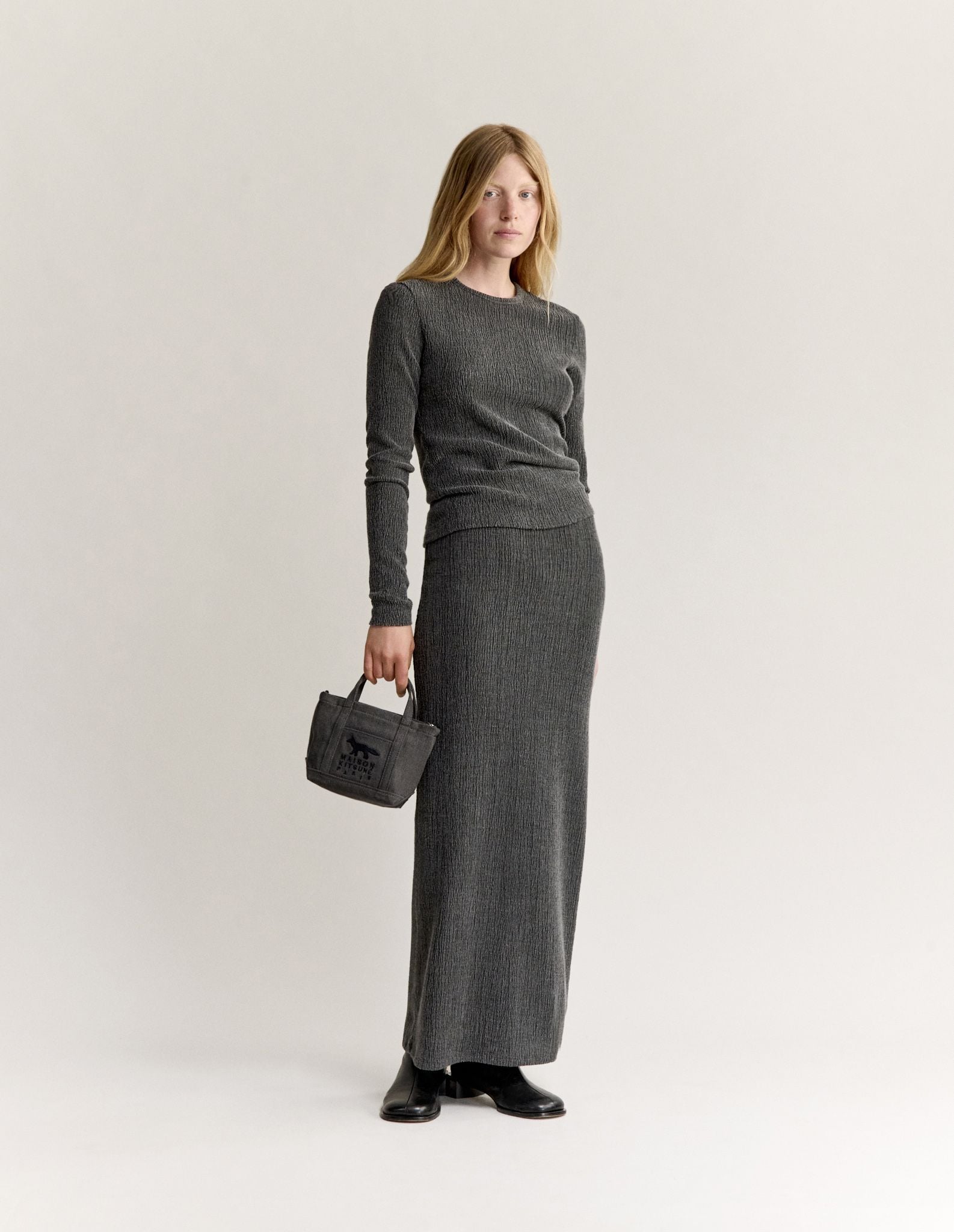 Áo kiểu tay dài nữ jersey smocked dáng ôm